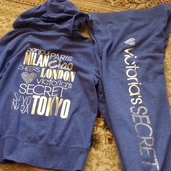 Victoria's Secret Supermodel Essentials Tops - Victoria's Secret denim color hoodie, pants & pup